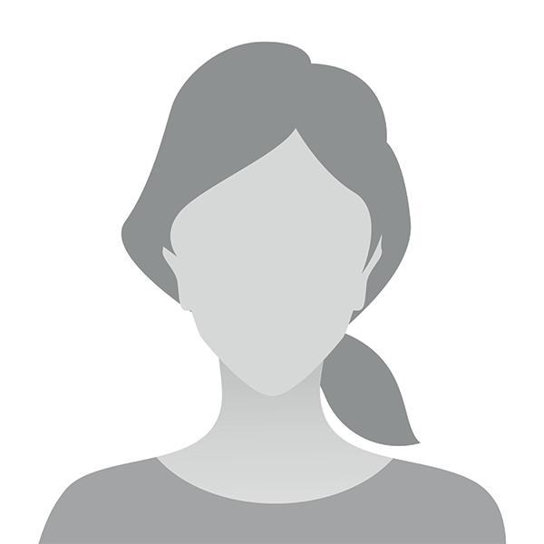 The image shows a stylized, simplified representation of a female profile with a side view of her head, featuring hair, eyebrows, and a partial neckline, set against a white background.